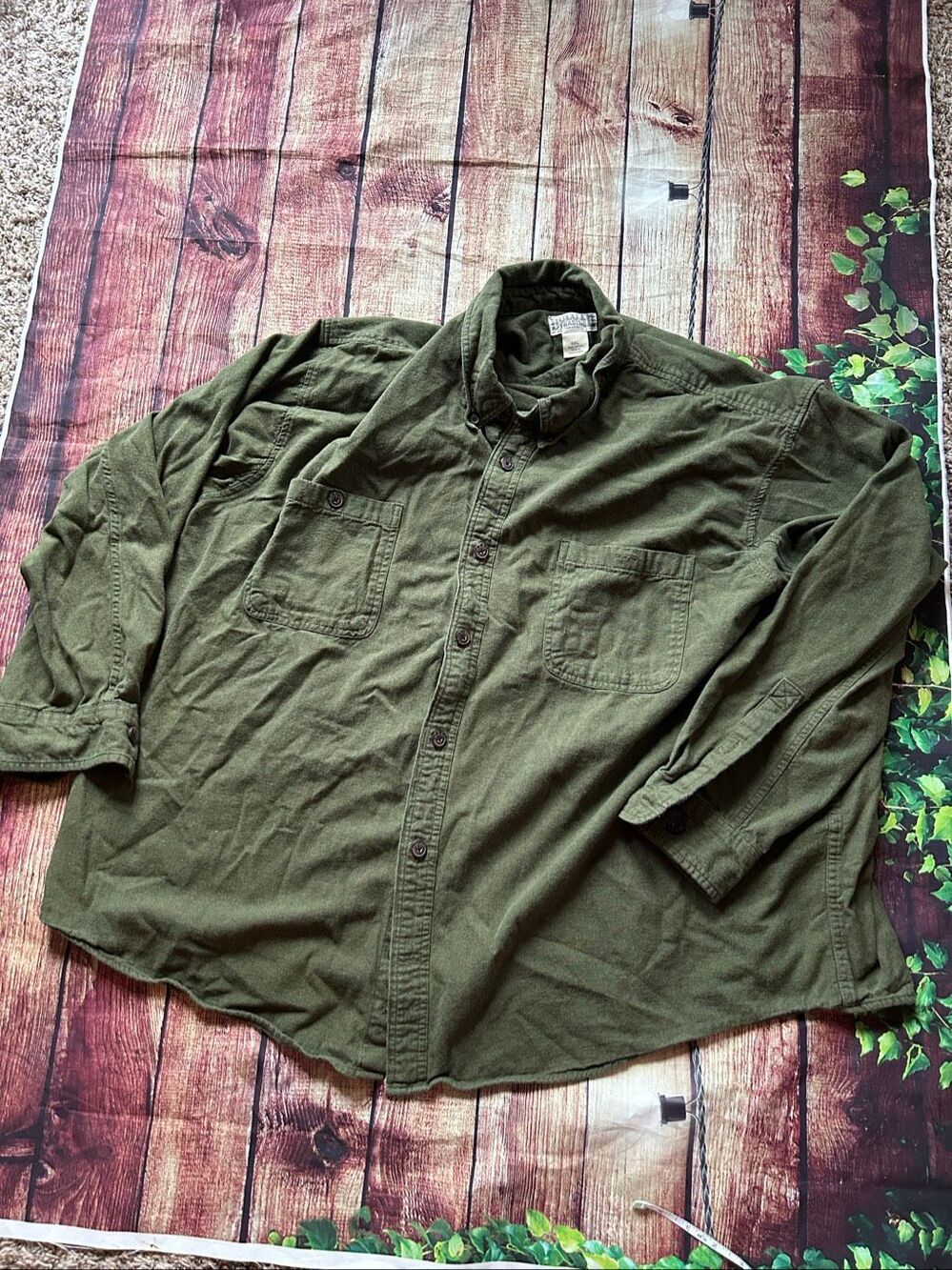 Duluth Trading Co Green Flannel Button Down Shirt Size 4X